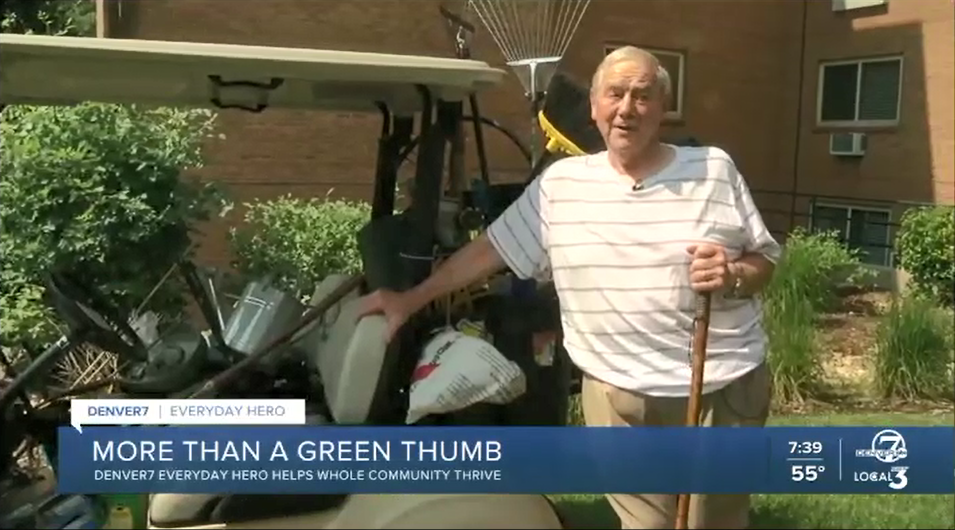 Ed Child's poses for a shot while on Denver7 News talking about gardening.