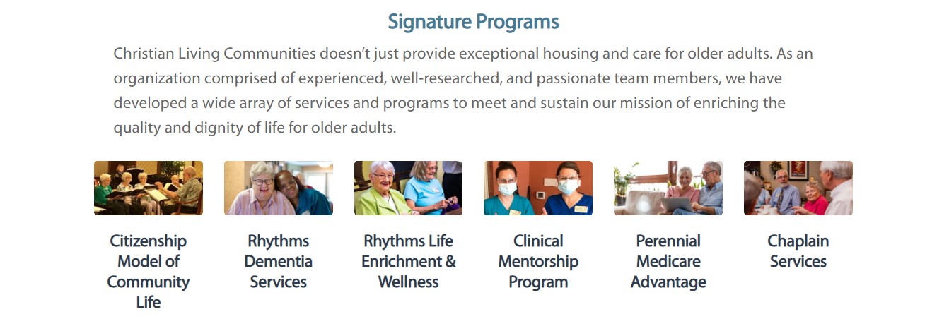 Signature Programs page screenshot