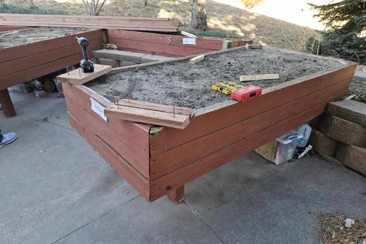 Someren Glen Garden Boxes being repaired