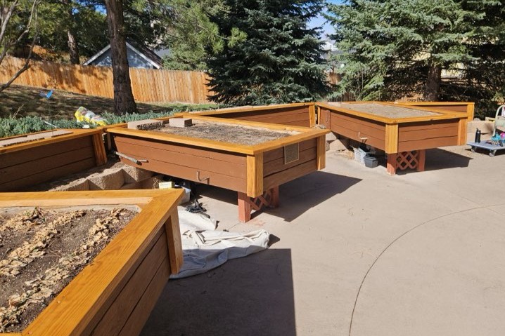 repaired garden boxes at Someren Glen